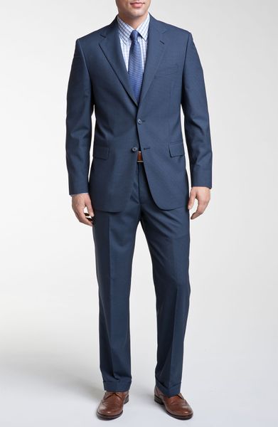 Joseph Abboud Signature Silver Navy Wool Suit in Blue for Men (navy) | Lyst