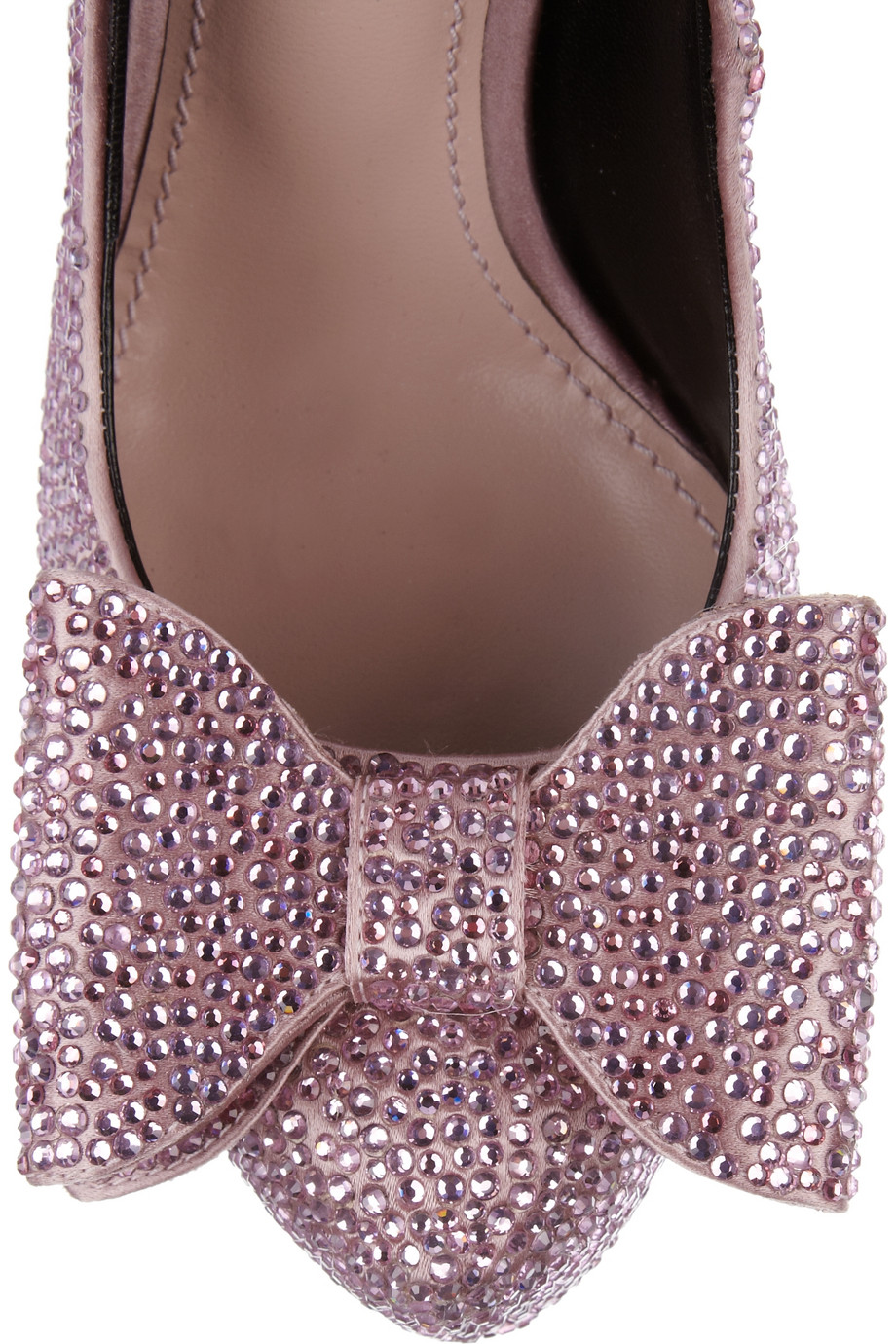 Lyst Dolce And Gabbana Crystal Embellished Satin Pumps In Pink 