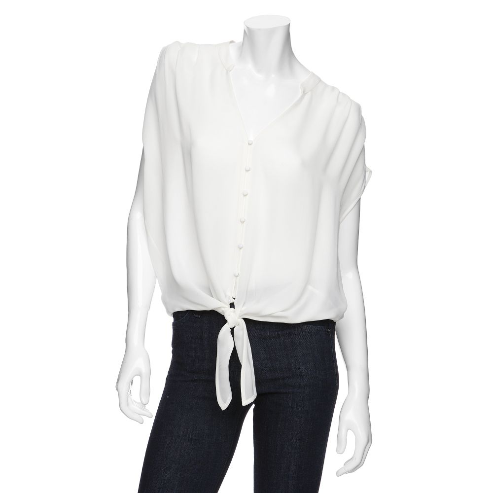 Joie Sleeveless Tie Front Button Down Blouse in White | Lyst