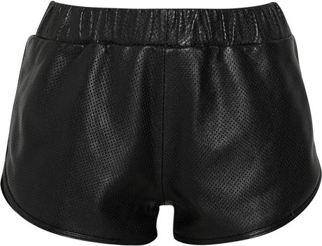 Kelly Bergin Perforated Leather Shorts in Black | Lyst