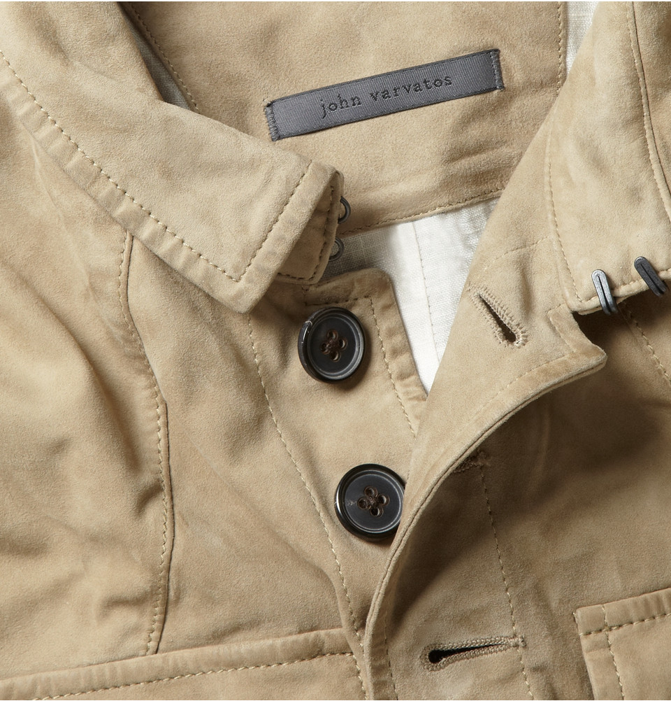 Lyst John Varvatos Modern Military Suede Jacket In Brown For Men