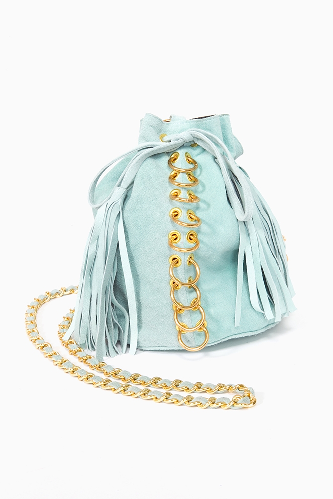Lyst Nasty Gal Pierced Bucket Bag in Blue
