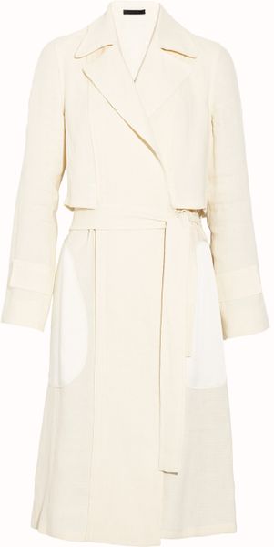 The Row Halifax Belted Linen-blend Trench Coat in White (natural) | Lyst
