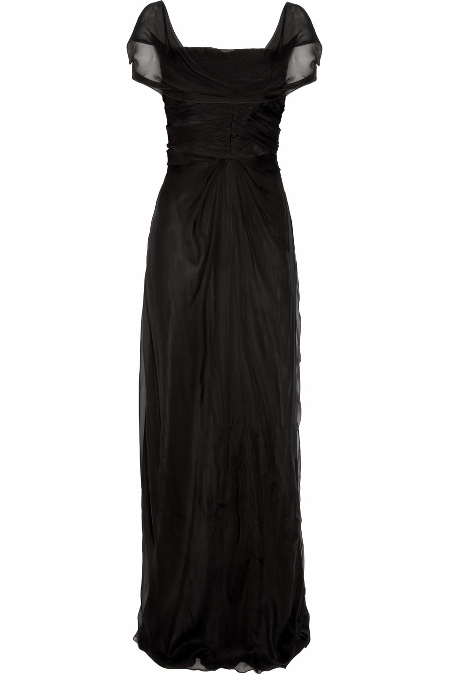 Alberta Ferretti Ruched Silk-chiffon Gown in Black | Lyst