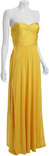 Hoaglund New York Canary Yellow Strapless Yellow Braided Long Dress in ...