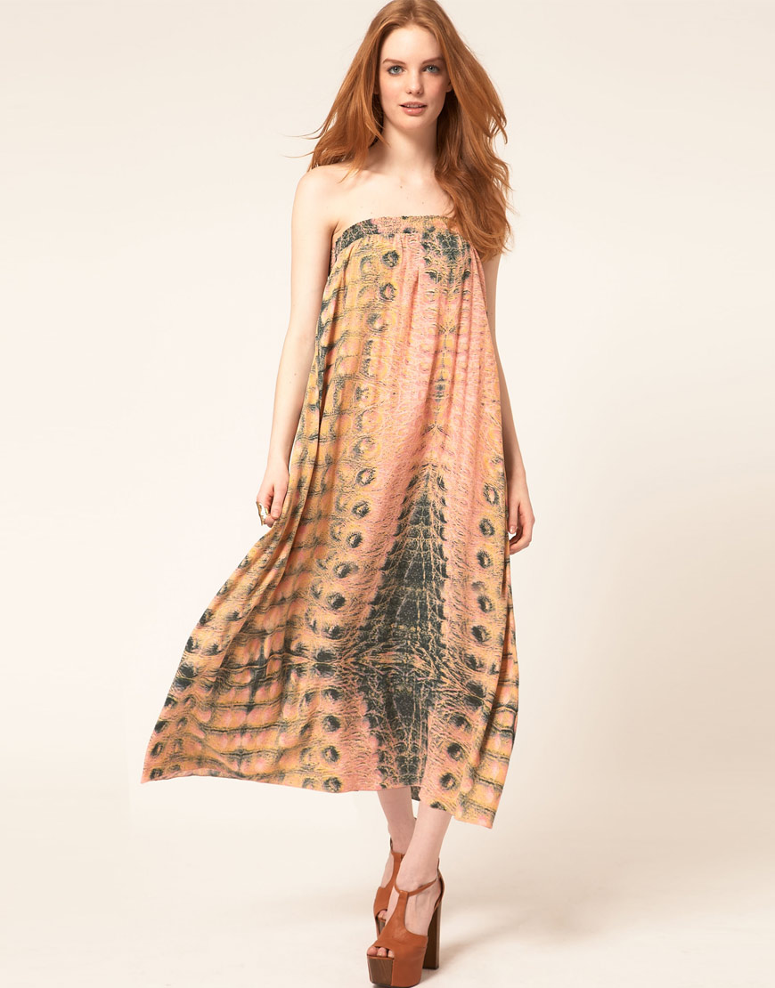 Lyst House Of Dagmar Dagmar Strapless Maxi Dress in Crocodile Print