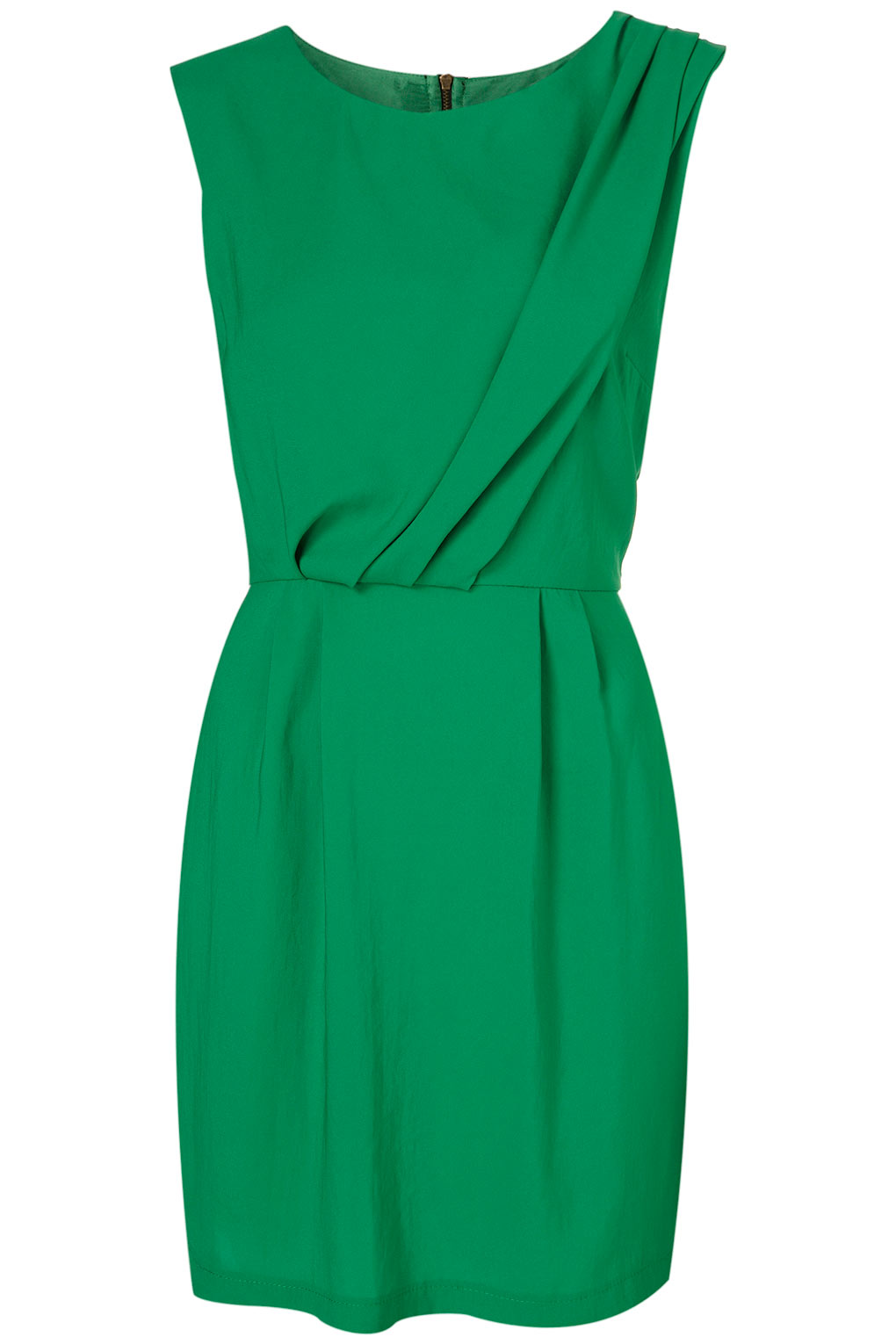 Lyst - Topshop Tuck Neck Shift Dress in Green