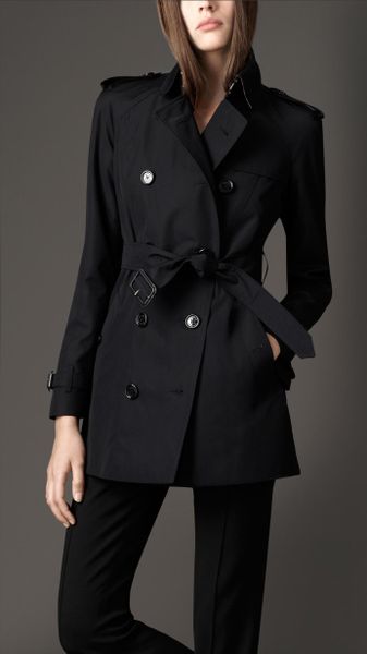 Burberry Short Cotton Blend Heritage Trench Coat in Blue (navy) | Lyst
