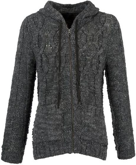 Diesel Cable Knit Hooded Cardigan in Gray for Men (charcoal) | Lyst