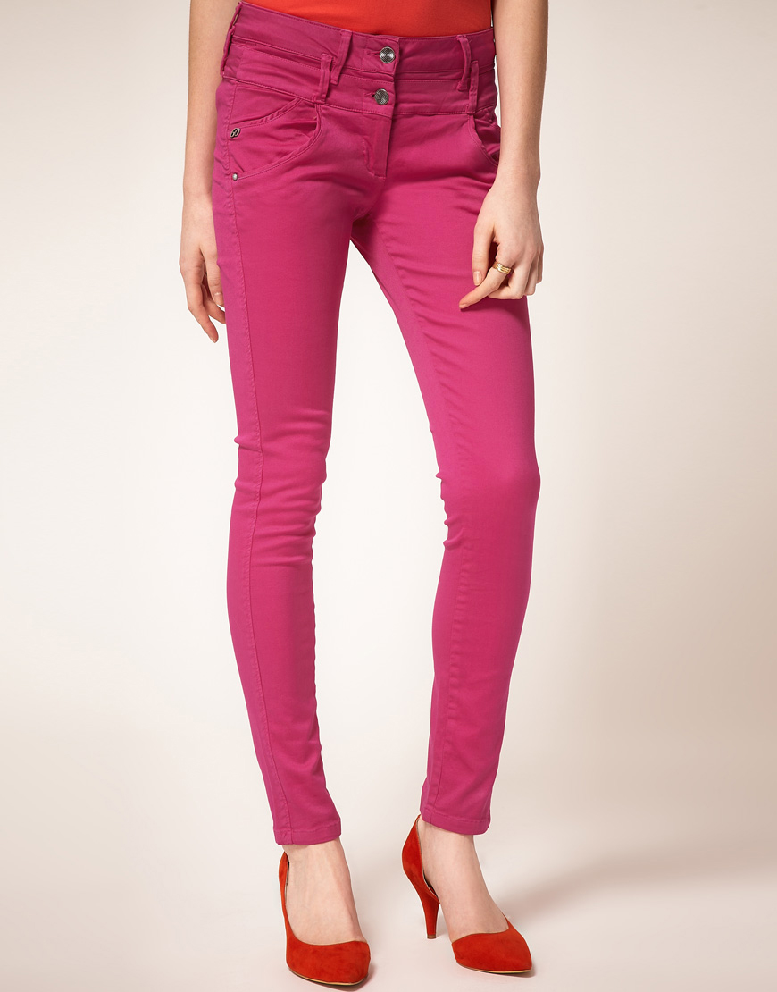 Lyst - Miss Sixty High Waist Skinny Jeans in Purple