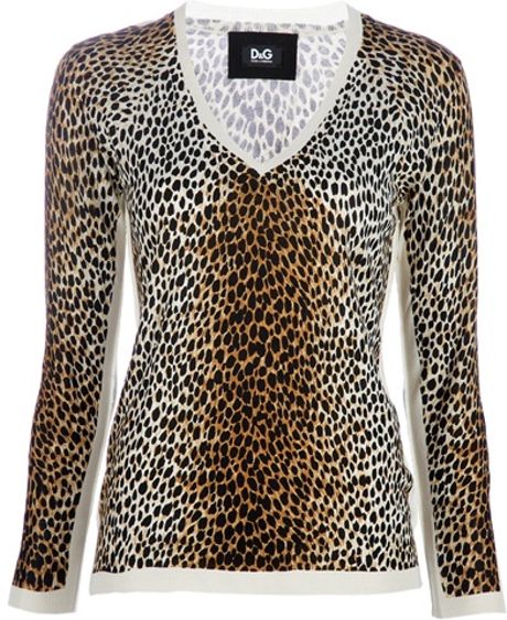 D&g Silk Leopard Print Sweater in Animal (leopard) | Lyst