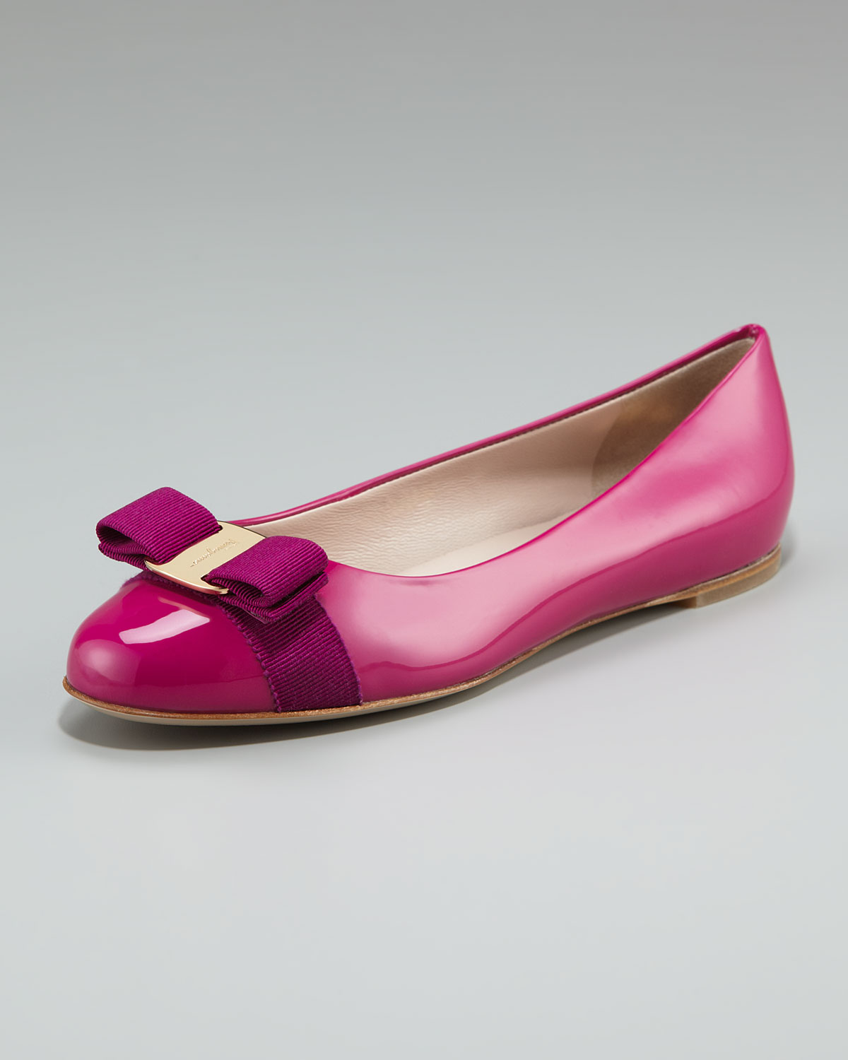 Lyst - Ferragamo Varina Patent Ballerina Flat in Pink