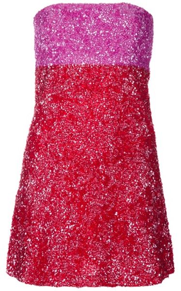 P.a.r.o.s.h. Sequin Dress in Red | Lyst