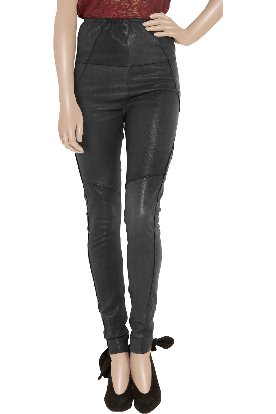 Lyst Isabel Marant Peel Highrise Paneled Leather Pants in Black