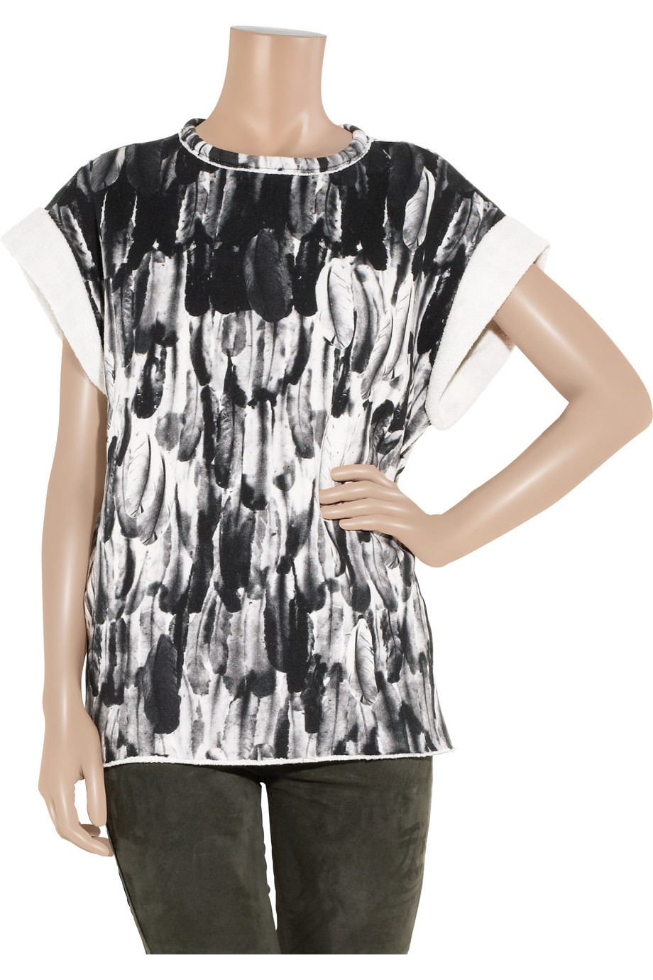 Lyst - Isabel Marant Feather-print Cotton Top in Black
