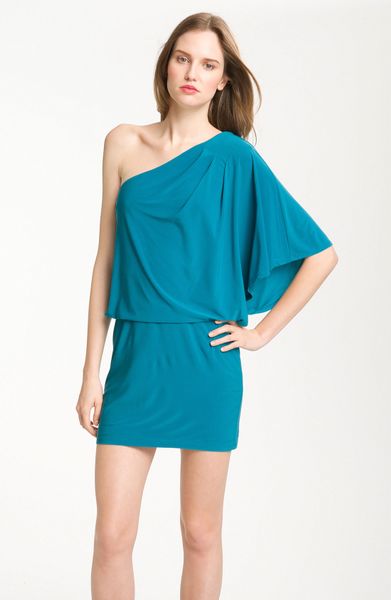 Jessica Simpson One Shoulder Jersey Mini Dress in Blue (teal) | Lyst