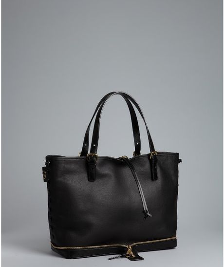 Chloé Black Leather Ellen Moyen Zip Bottom Tote Bag in Black | Lyst