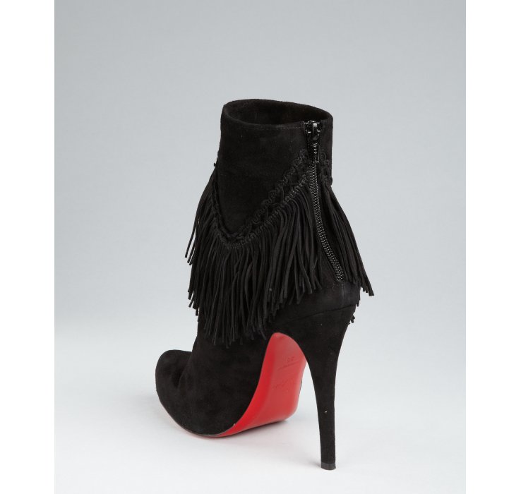 louboutin sneakers - Christian louboutin Black Suede Rom 120 Fringed Ankle Boots in ...