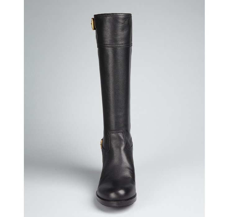 Lyst Prada Sport Black Leather Buckle Riding Boots in Black