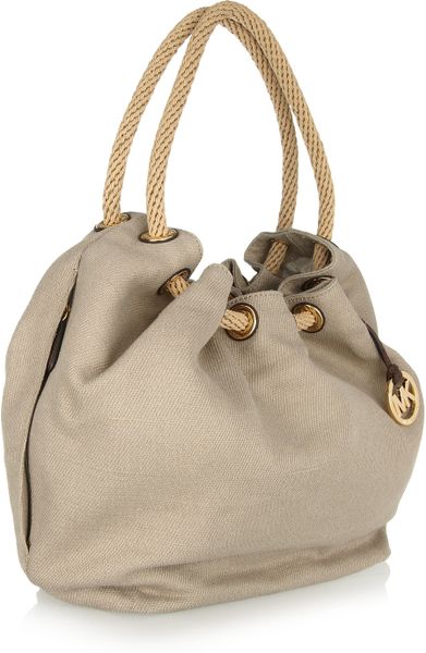 Michael Michael Kors Marina Large Canvas Tote in Beige (natural) | Lyst