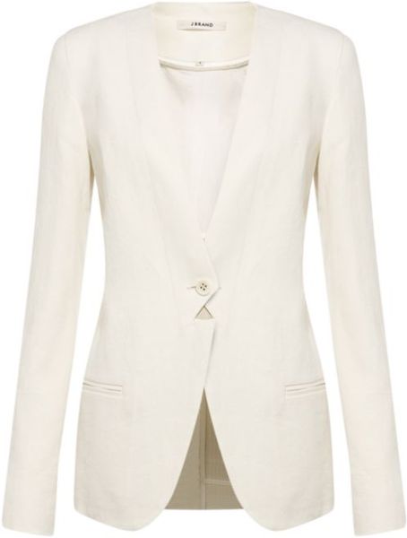 J Brand Collarless Tuxedo Jacket in Beige (cream) | Lyst