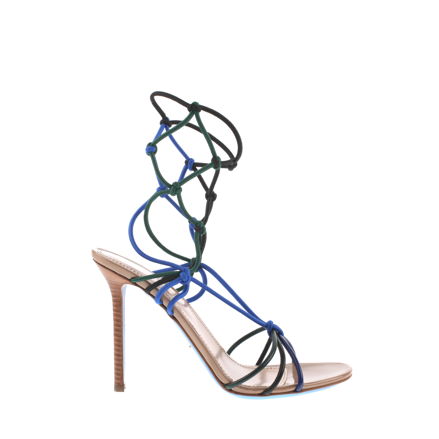 Sergio Rossi Strappy Sandals in Multicolor Leather and Knotted Elastics ...