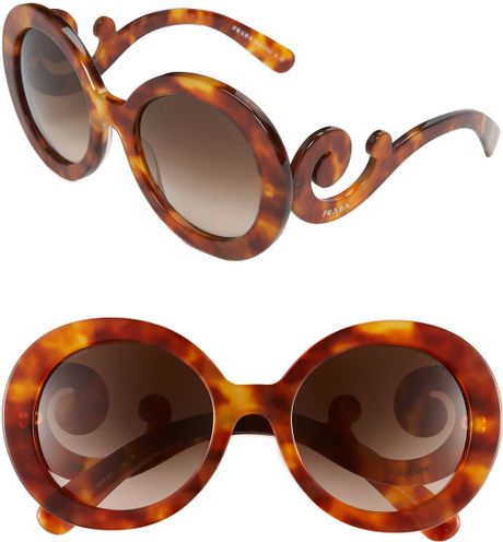 Prada Baroque Round Sunglasses in Brown (light havana/ brown gradient ...