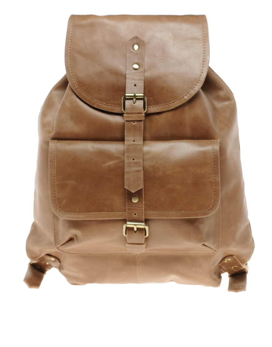 Asos Leather Backpack in Brown for Men Lyst
