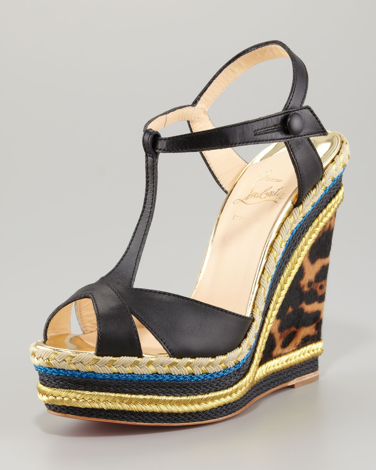 christian louboutin mens shoes - Christian louboutin Zeppa Colorblock Wedge Sandal in Black (multi ...