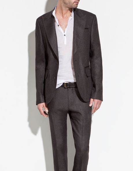 Zara Grey Linen Blazer in Gray for Men (grey) | Lyst