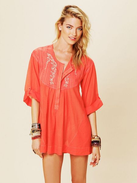 Free People Living Easy Tunic in Red (sunrise orange) | Lyst