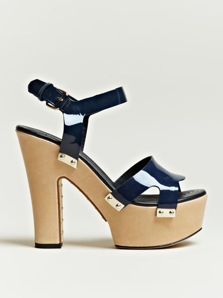 Givenchy Patent Platform Sandals in Blue (navy) | Lyst