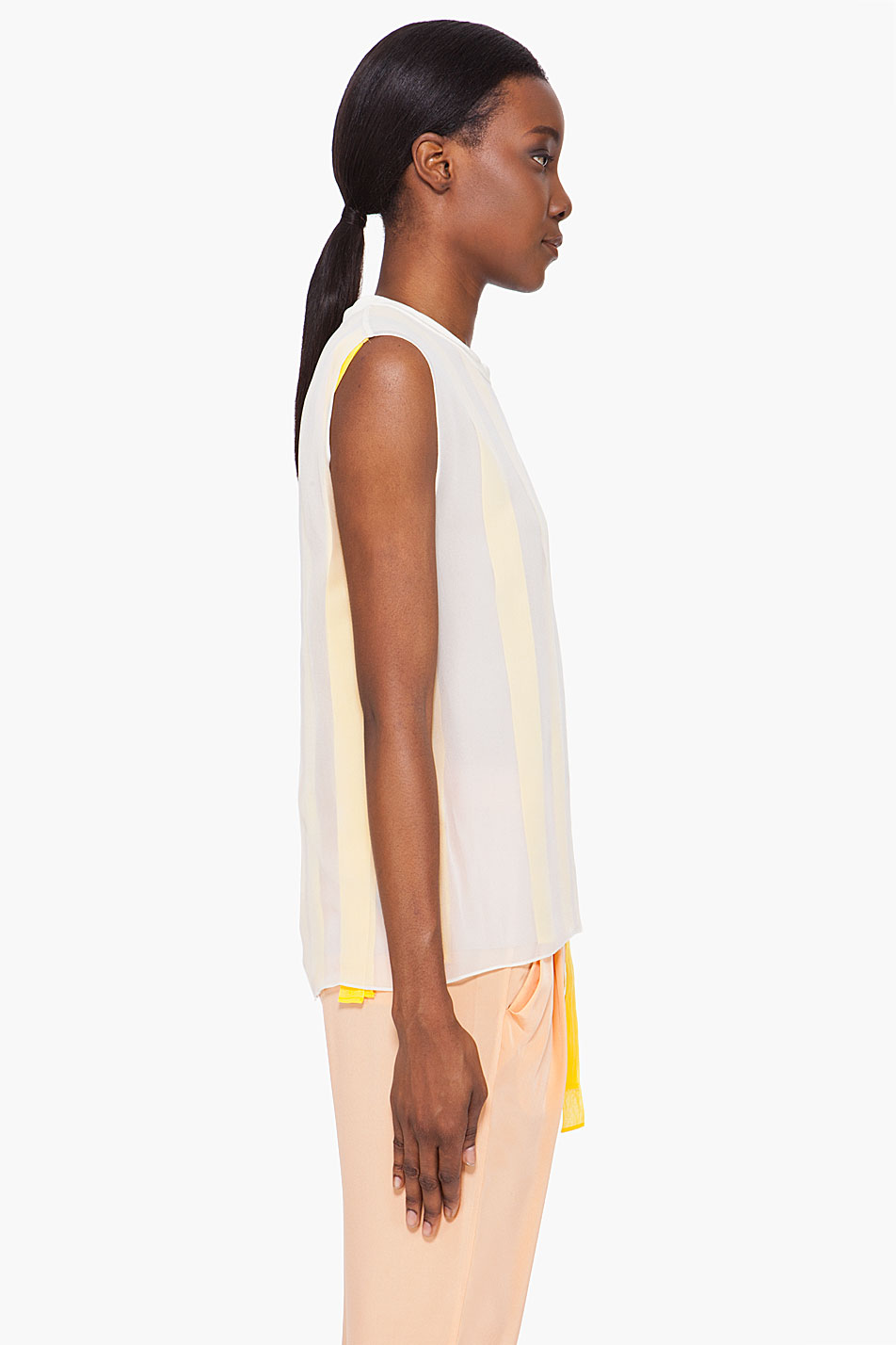 Lyst 3.1 phillip lim Sleeveless Striped Silk Blouse in Yellow