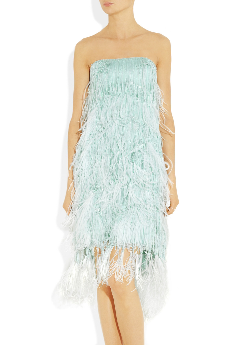 oscar de la renta feather gown