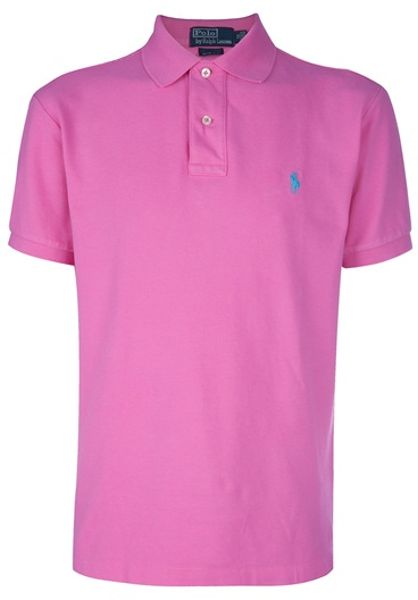 Polo Ralph Lauren Logo Polo Shirt in Pink for Men | Lyst