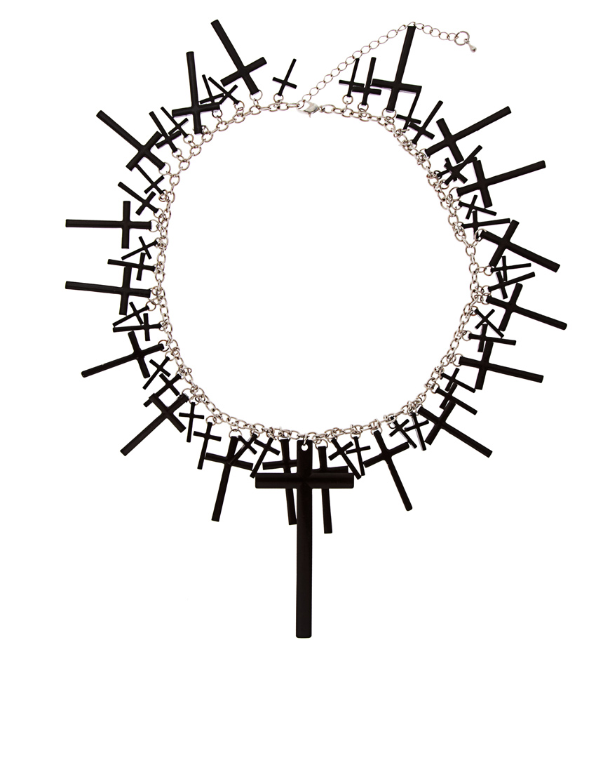 Lyst Asos Multi Cross Statement Necklace in Black