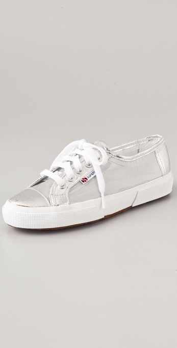 Superga Mesh Metallic Netu Sneakers in Silver | Lyst