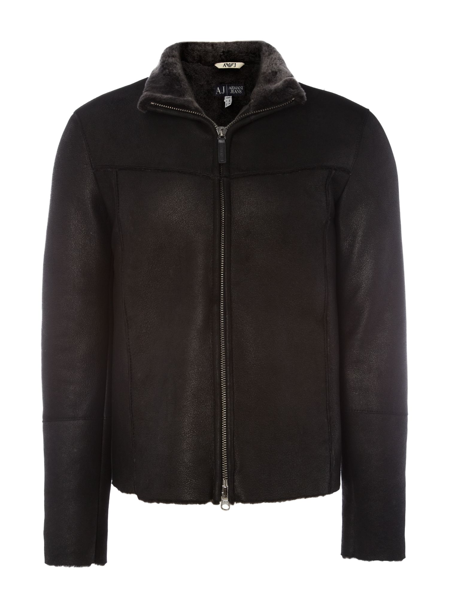 Armani Jeans Shearling Jacket in Black for Men | Lyst