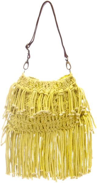 Asos Asos Macrame Across Body Bag with Leather Trim in Yellow | Lyst