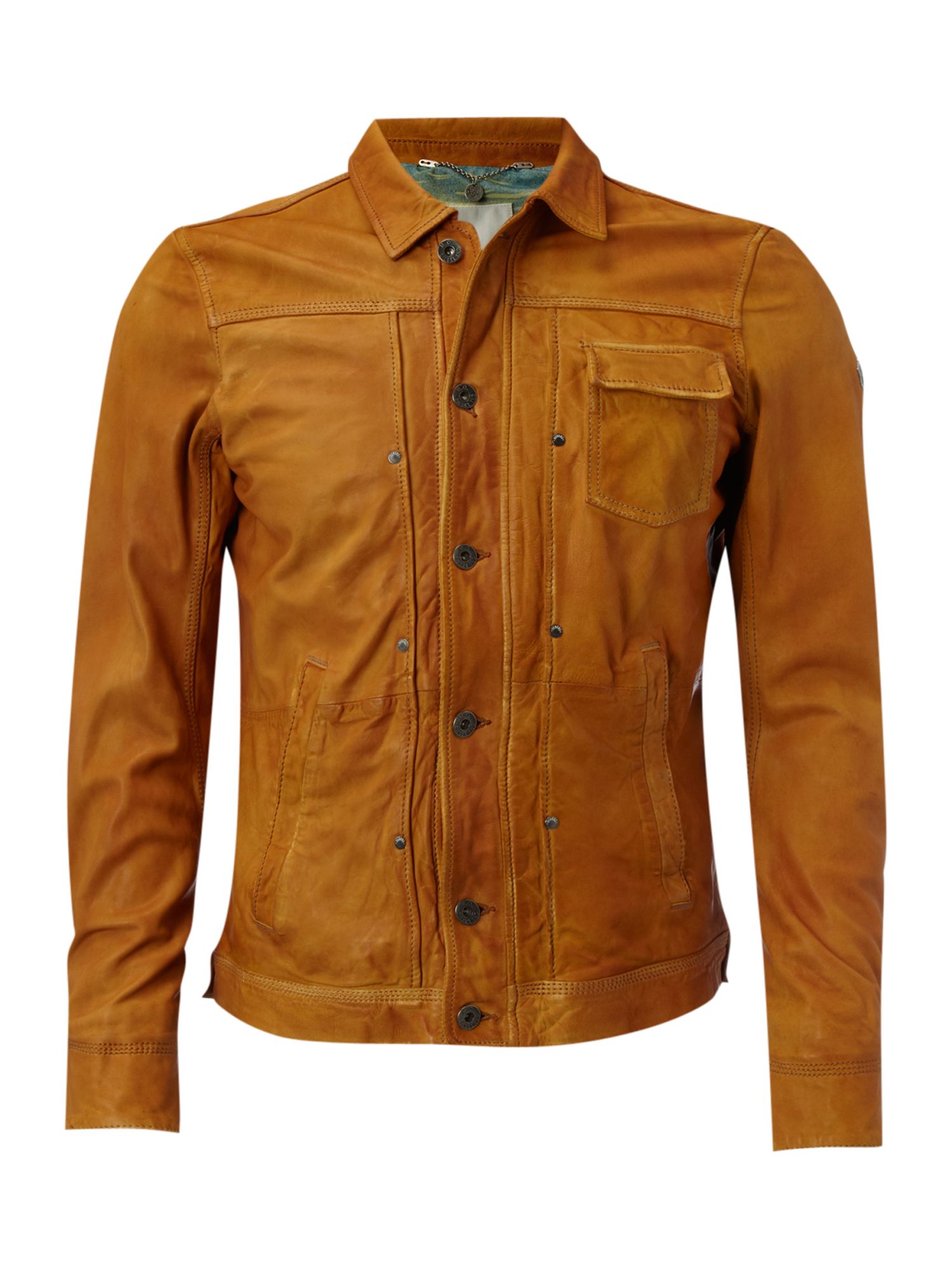 Diesel Button-up Leather Jacket in Brown for Men | Lyst