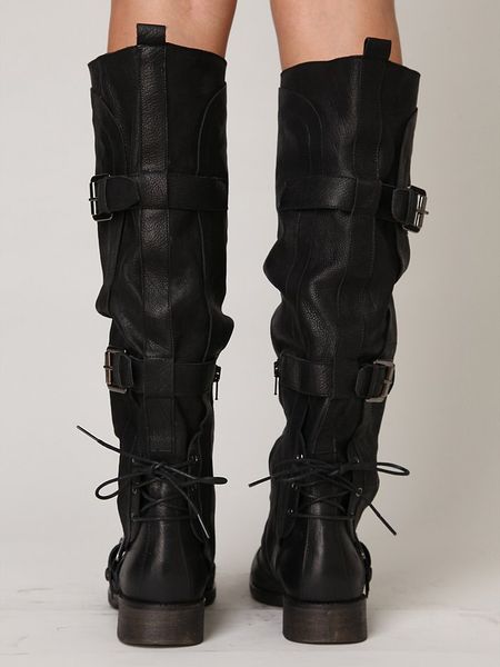 Free People Marl Buckle Tall Boot in Black | Lyst
