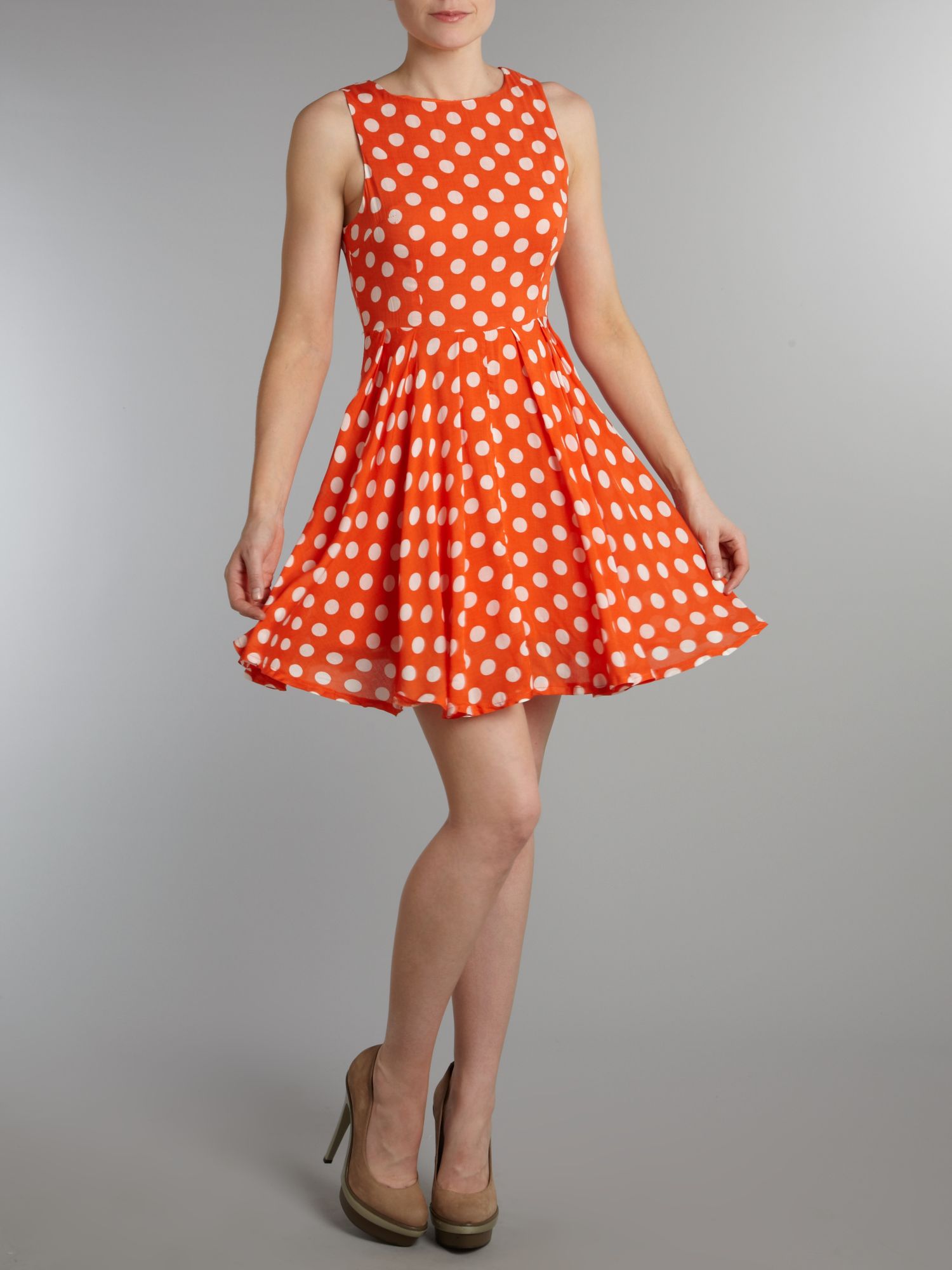 AX Paris Polka Dot Skater Dress in Orange Lyst
