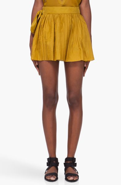 Damir Doma Mustard Pleated Silk Shorts in Yellow (mustard) | Lyst