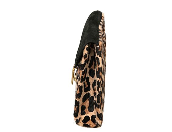 dune leopard clutch bag