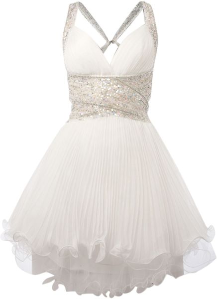 Forever Unique Chandra Embellished Pleat Prom Dress in Beige (ivory) | Lyst