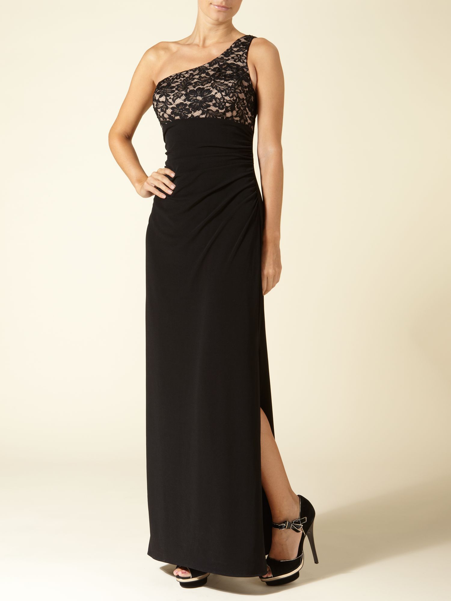lace one shoulder gown