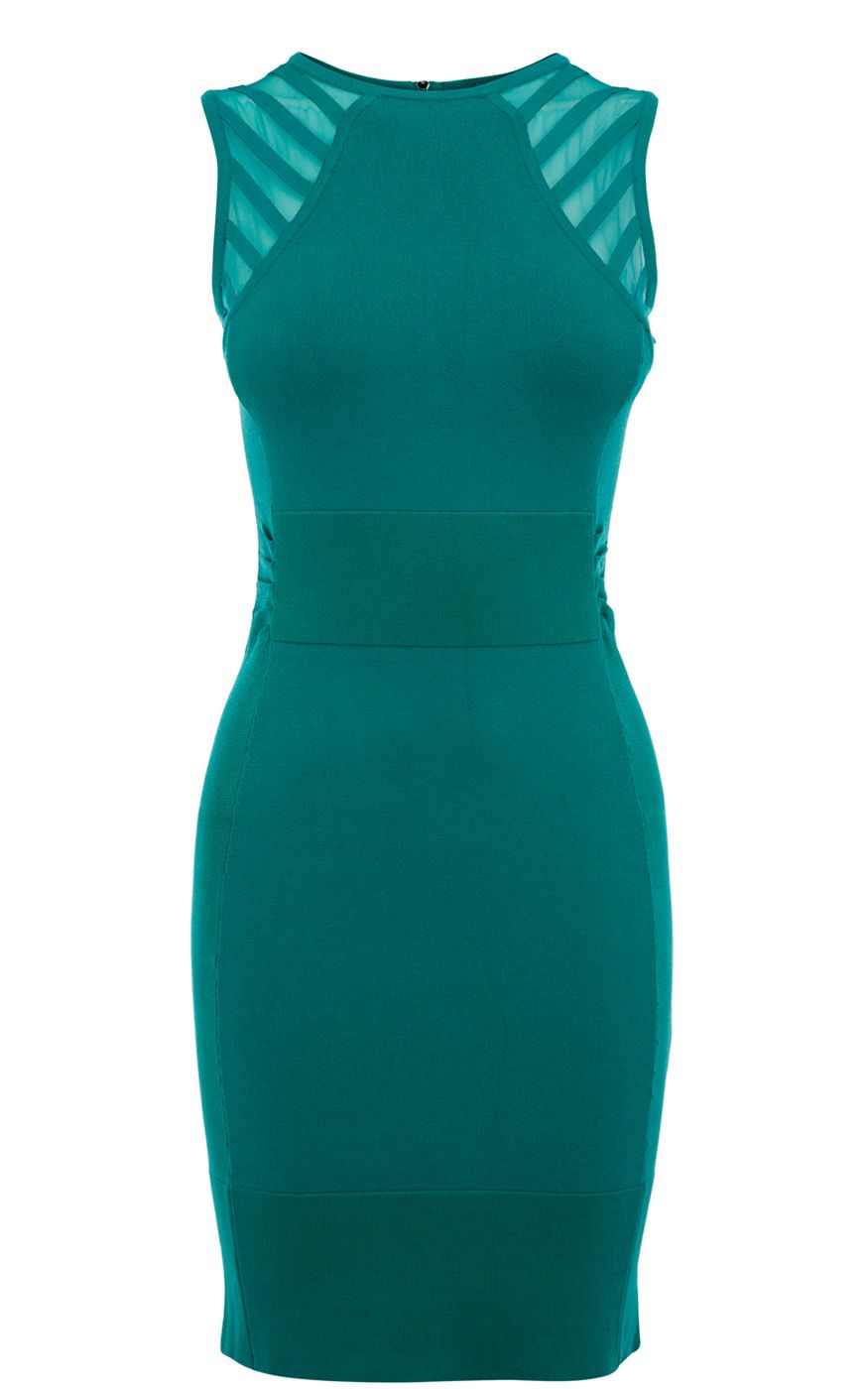 Karen millen Beautiful Texture Dress in Green | Lyst