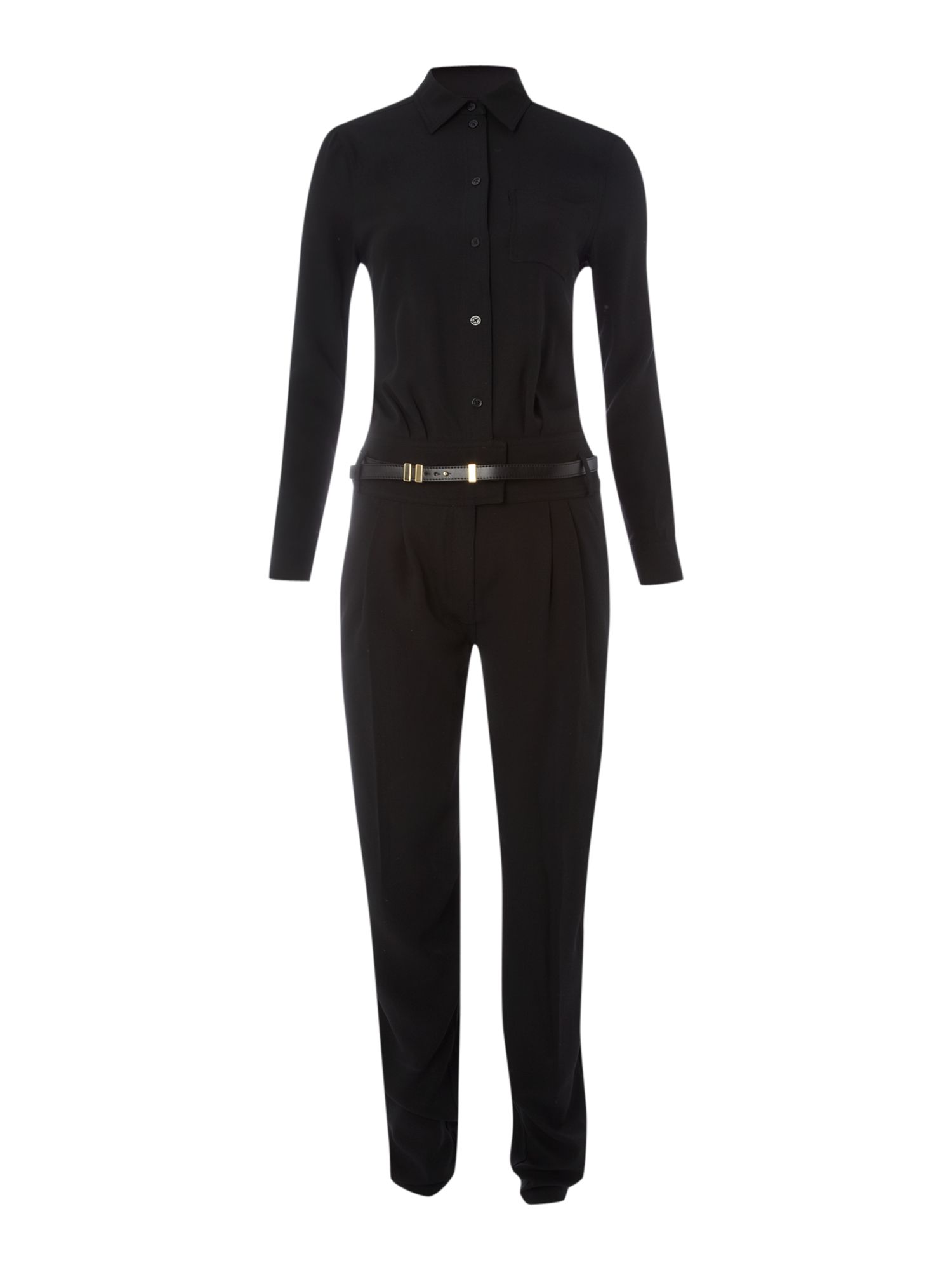 Michael michael kors Jumpsuit with Long Sleeve Shirt Top in Black | Lyst