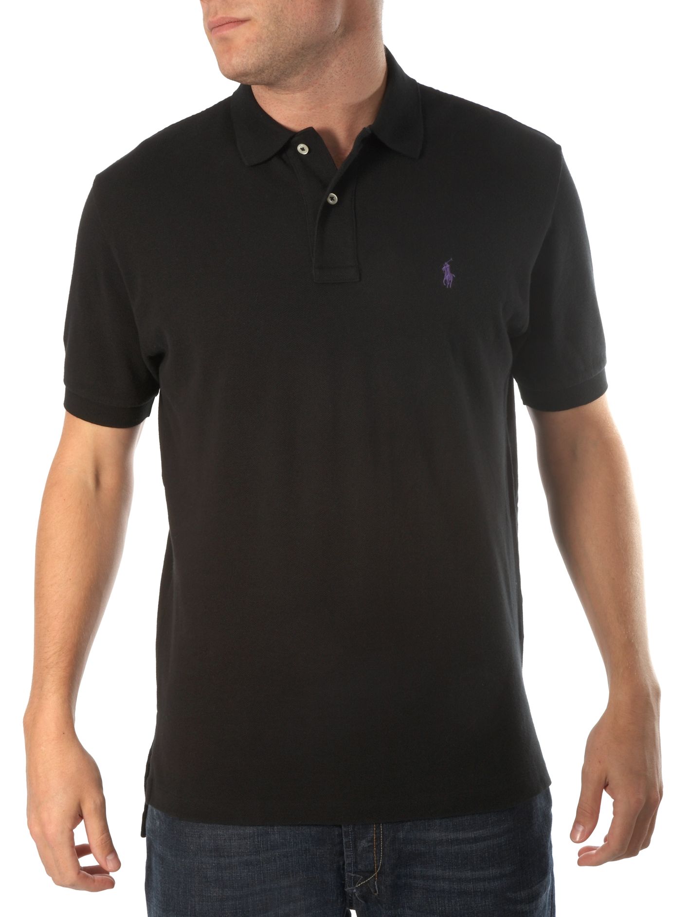 Polo Ralph Lauren Classic Fit Mesh Polo Shirt in Black for Men | Lyst