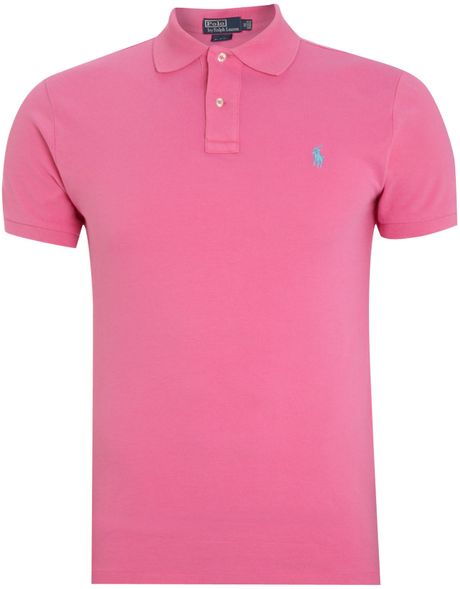 Polo Ralph Lauren Slim Fitted Polo Shirt in Pink for Men (candy pink ...